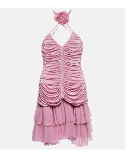 Blumarine Vestido corto fruncido de jersey - Rosa