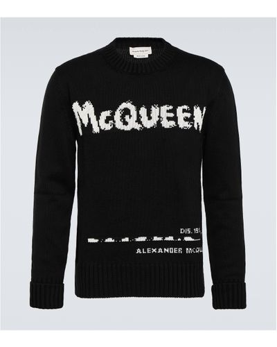 Alexander McQueen Pull McQueen Graffiti en coton - Noir