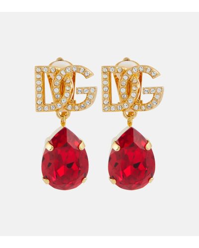 Dolce & Gabbana Dg Crystal Clip-on Earrings - Red
