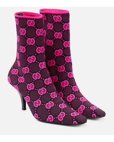 Gucci GG Knit Sock Boots - Purple