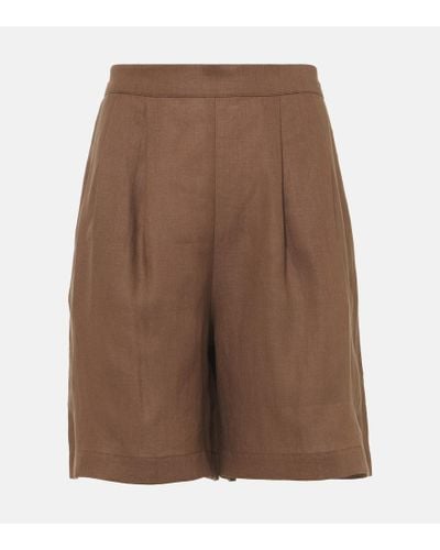 Asceno Carros Linen Bermuda Shorts - Brown