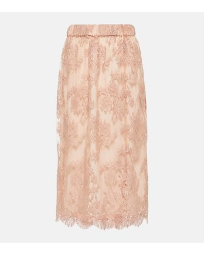 Gucci Floral Lace Midi Skirt - Pink