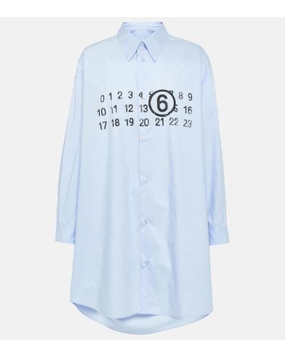 MM6 by Maison Martin Margiela Printed Cotton Poplin Shirt Dress - Blue