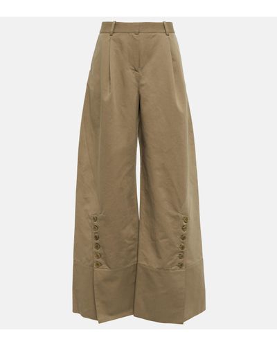 Altuzarra Hency Wide-leg Cotton-blend Trousers - Natural