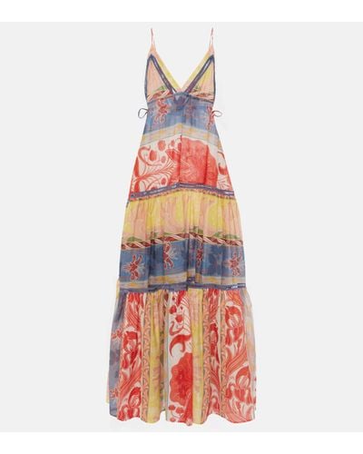 Etro Printed Cotton And Silk Maxi Dress - Red