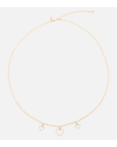 Sydney Evan Three Hearts 14kt Gold Necklace With Diamonds - White