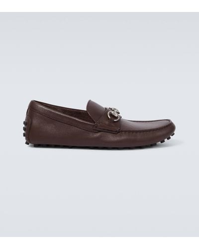 Gucci Horsebit Leather Driving Shoes - Brown
