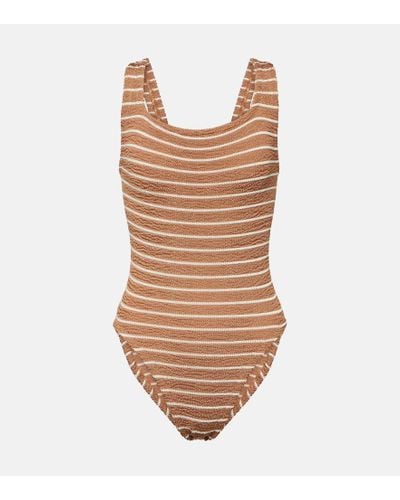 Hunza G Striped Swimsuit - Brown