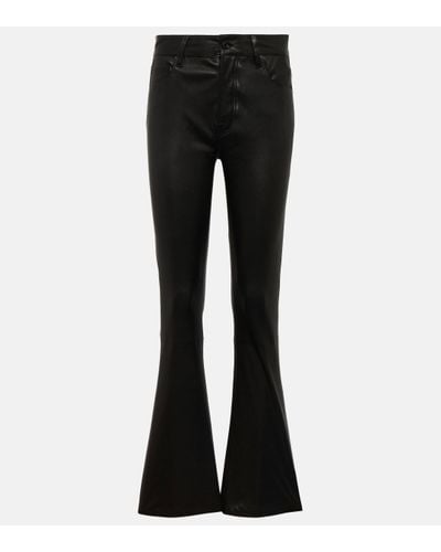 7 For All Mankind Bootcut Tailorless Leather Trousers - Black