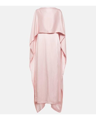 Gabriela Hearst Caped Silk Satin Gown - Pink