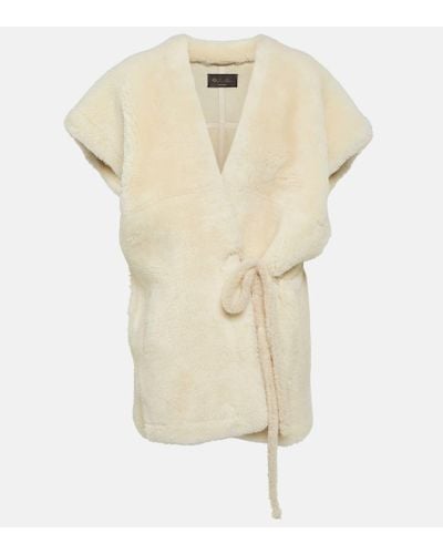 Loro Piana Oversize-Weste Huda aus Shearling - Natur