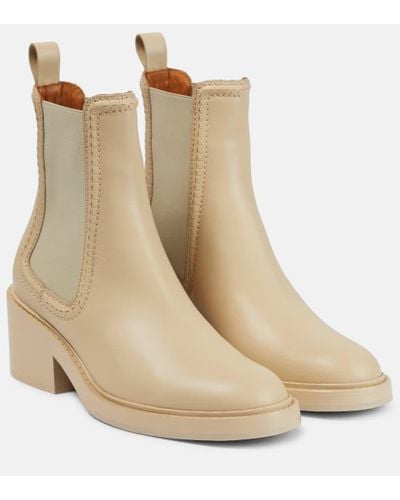 Chloé Mallo Leather Chelsea Boots - Natural