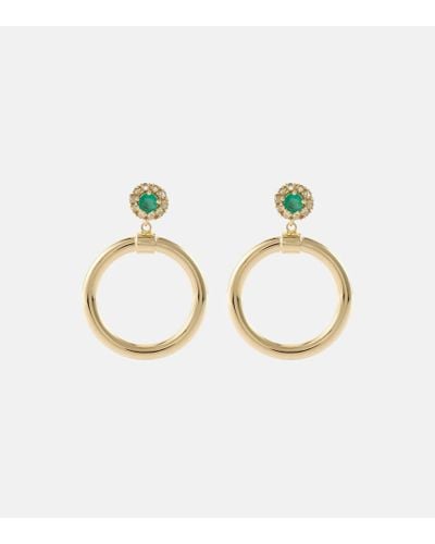 Ileana Makri Endless 18kt Gold Hoop Earrings With Diamonds And Emeralds - Metallic
