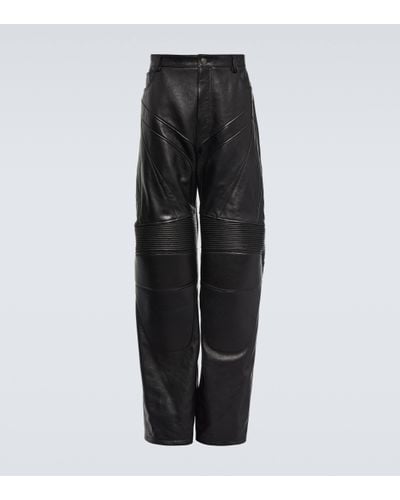 Balenciaga Leather Biker Trousers - Black