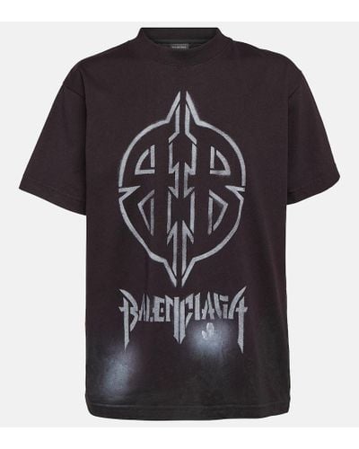 Balenciaga Oversize-T-Shirt Metal BB aus Baumwoll-Jersey - Schwarz