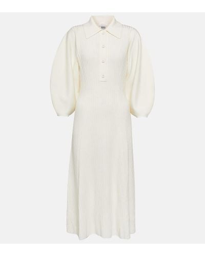 Chloé Ribbed-knit Wool Midi Dress - White