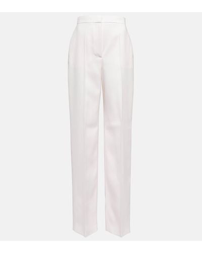 Alexander McQueen Pantalon a taille haute en laine - Blanc
