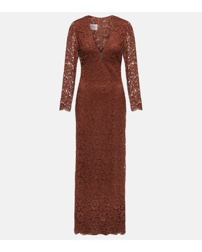 Valentino Vgold Floral Lace Gown - Purple