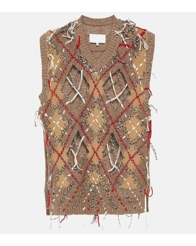 Maison Margiela Jacquard Wool-blend Sweater Vest - Brown