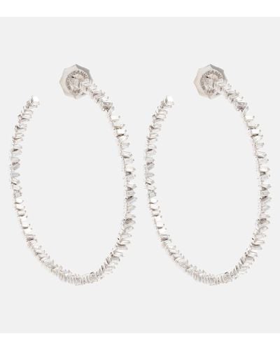 Suzanne Kalan Classic 18kt White Gold Hoop Earrings With Diamonds