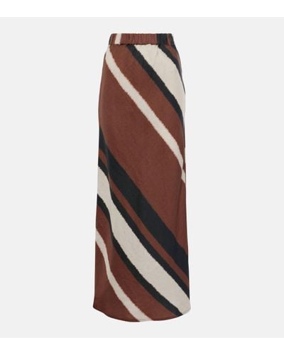 Faithfull The Brand Dalicenca Striped Linen Maxi Skirt - Brown