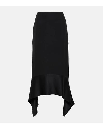 Totême Crepe And Satin Midi Skirt - Black