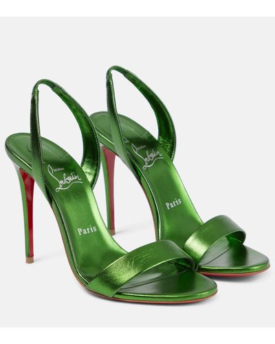 Christian Louboutin O Marylin 100 Metallic Leather Sandals - Green