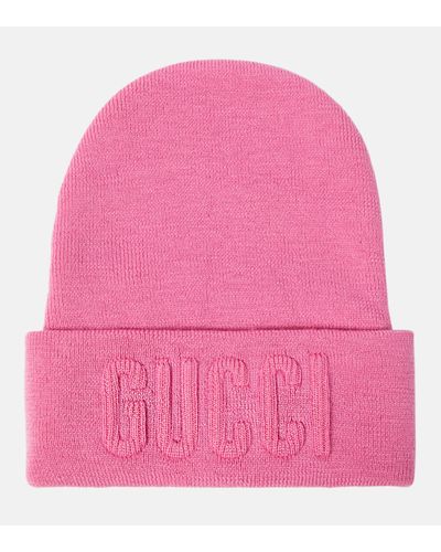 Gucci Bonnet a logo en laine - Rose