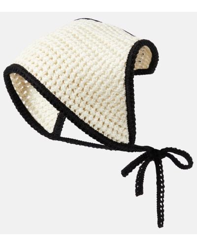 Miu Miu Bandana in crochet di cotone con logo - Bianco