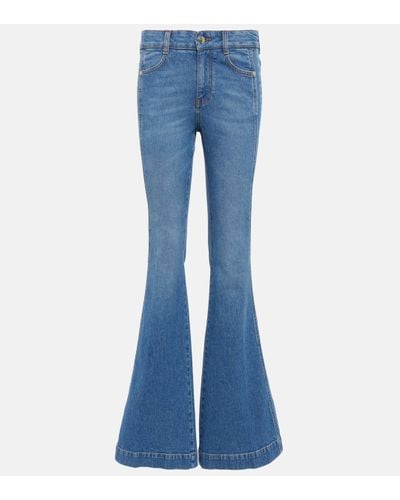 Stella McCartney Logo Mid-rise Flared Jeans - Blue
