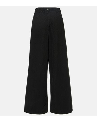 The Row Chan Cotton Corduroy Wide-leg Trousers - Black