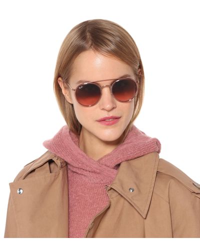 Ray-Ban Synthetic Round Double Bridge Sunglasses in Pink - Lyst