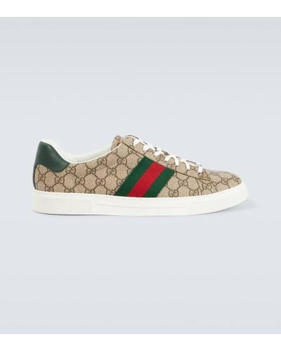 Gucci Sneaker in tela gg supreme con firma web - Marrone