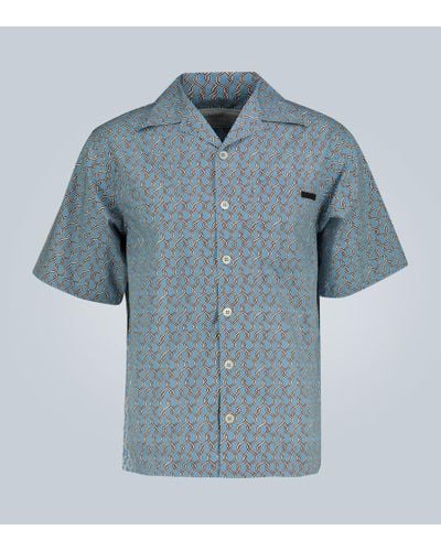 Prada Camisa de algodon estampada - Azul