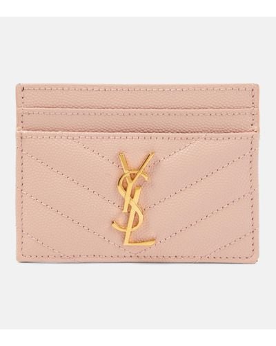 Saint Laurent Cassandre Matelasse Leather Card Holder - Pink
