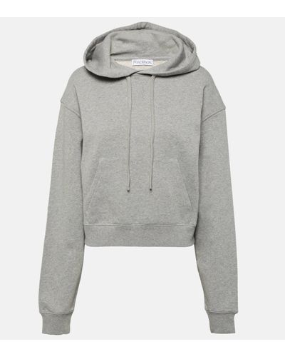 JW Anderson Cropped Cotton Hoodie - Grey