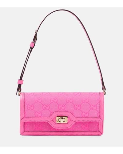 Gucci Schultertasche Luce Mini GG aus Canvas - Pink
