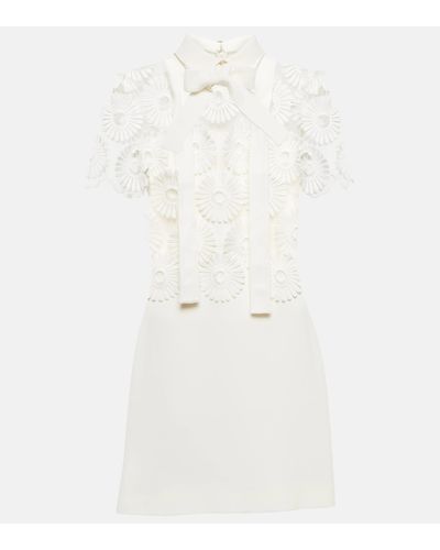 Elie Saab Bridal Embroidered Crepe Minidress - White