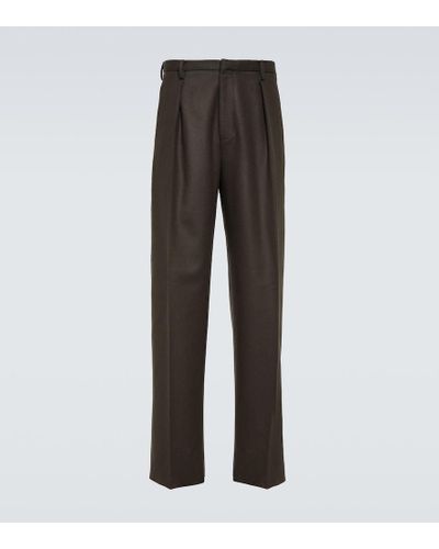 Zegna Pantaloni regular in misto lana - Marrone