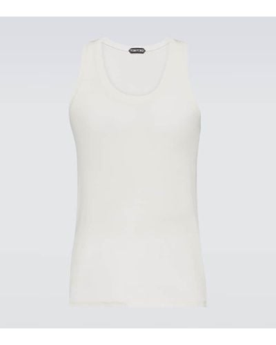 Tom Ford Ribbed-knit Jersey Tank Top - Natural