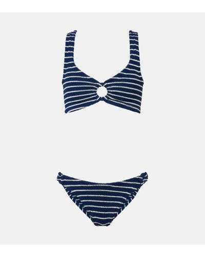 Hunza G Hallie Striped Ring-detail Bikini - Blue