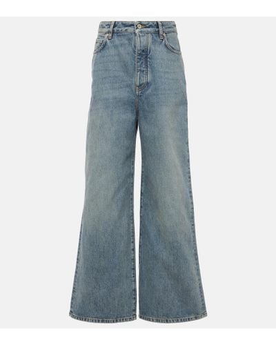 Loewe Jeans anchos de tiro alto - Azul