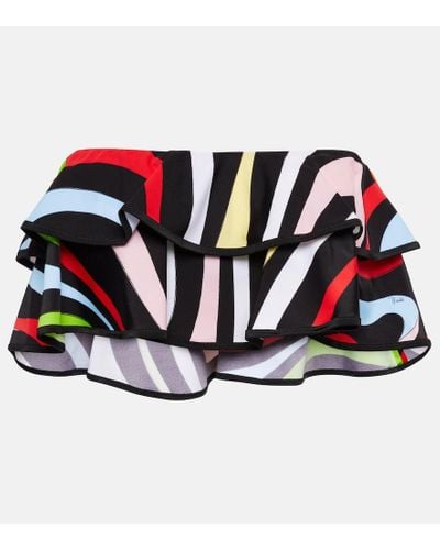 Emilio Pucci Flounced Print Bikini Top Beachwear - Multicolor