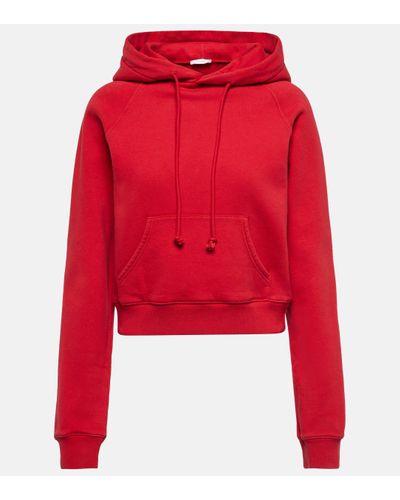 The Row Timmi Cropped Cotton-blend Jersey Hoodie - Red