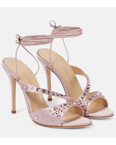 Alessandra Rich Crystal-embellished Satin Sandals - Pink