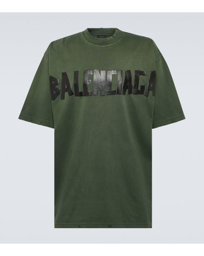 Balenciaga Tape Cotton-blend Jersey T-shirt - Green