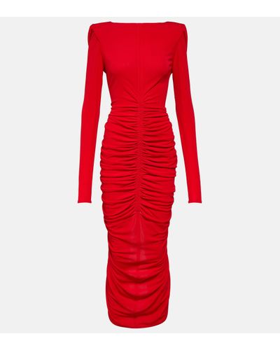 Givenchy Ruched Crepe Midi Dress - Red