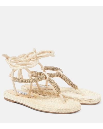 Aquazzura Sunkissed Embellished Thong Sandals - Natural