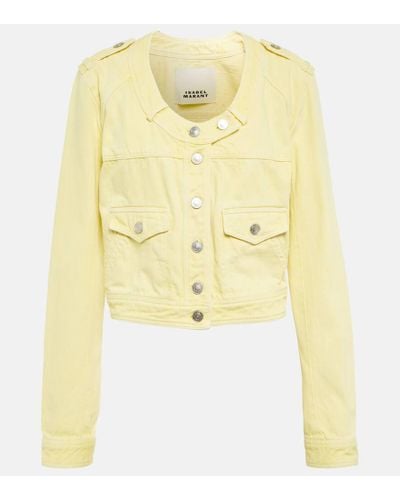 Isabel Marant Valene Cropped Denim Jacket - Yellow