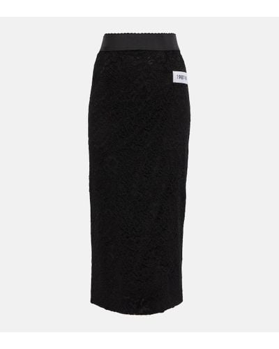 Dolce & Gabbana X Kim Kardashian Lace High-rise Midi Skirt - Black